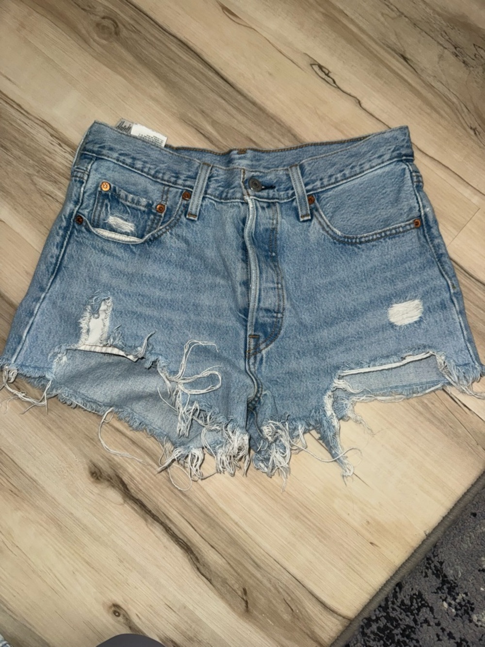 Levi Distressed Light Blue Denim Women's Shorts